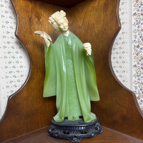 Wony Faux Jade Geisha Woman Figurine