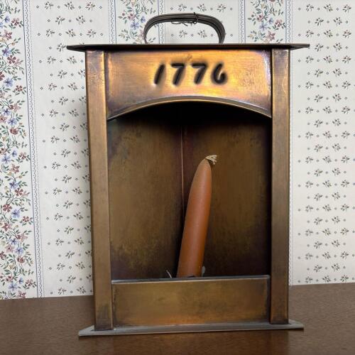 Colonial-Style Metal Wall Lantern with Candle Holder