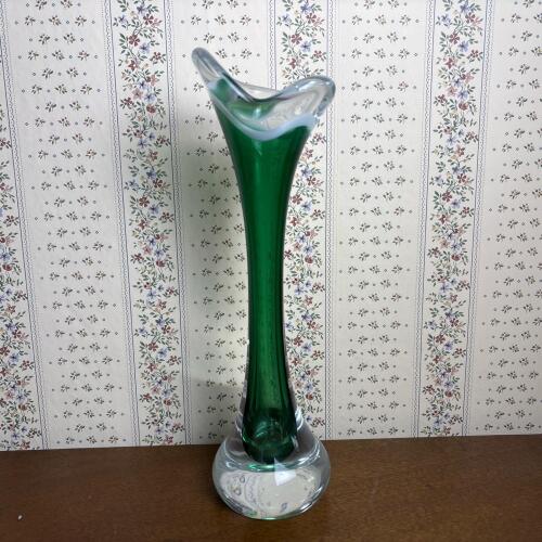 Vintage Signed Flygsfors Coquille Glass Art Vase