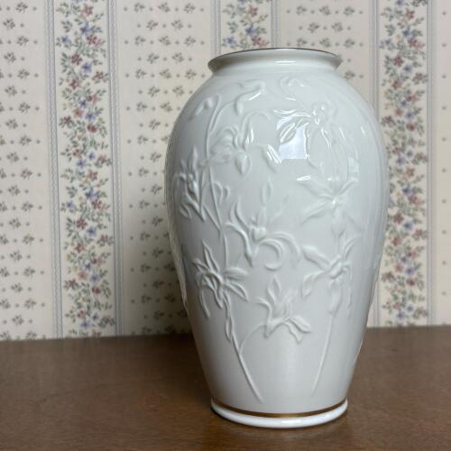 Lenox Ivory Porcelain Vase with Embossed Floral Motif