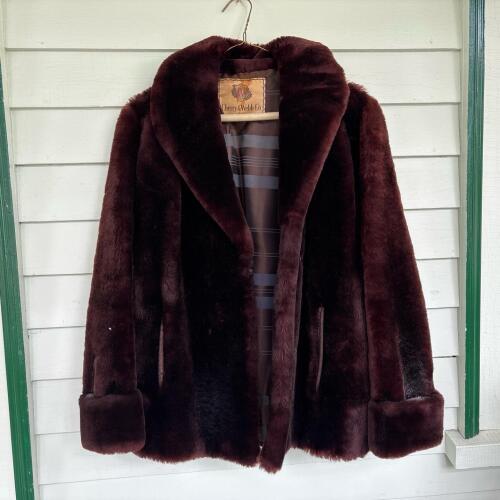 Vintage Cherry & Webb Brown Fur Coat With Shawl Collar