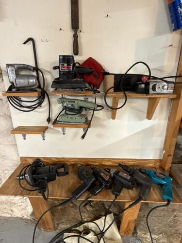 Assorted Electric Power Tools: Drills, Sanders, Saws