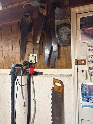 Vintage Hand Saws and Large Crosscut Saw with Wood Handles