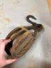 Antique Wood and Iron Double Sheave Block and Yoke - 2