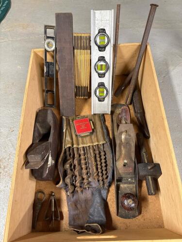 Vintage Wood and Metal Hand Tools Including Levels and Planes