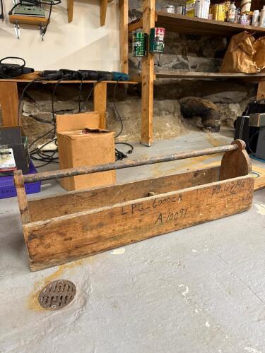 Vintage Long Wooden Tool Tote