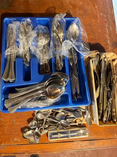 Vintage and Modern Flatware and Assorted Souvenir Spoons