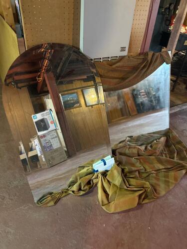Pair of Beveled Wall Mirrors - Arch and Large Rectangle