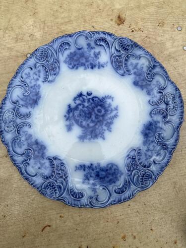 Antique Flow Blue Merchant Plate, T.P. Berry of Lawrence, MA