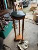 Pedestal Stand With Green Marble Top and Wooden Base