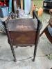 Antique Wood Side Table With Hand-Painted Floral Decoration