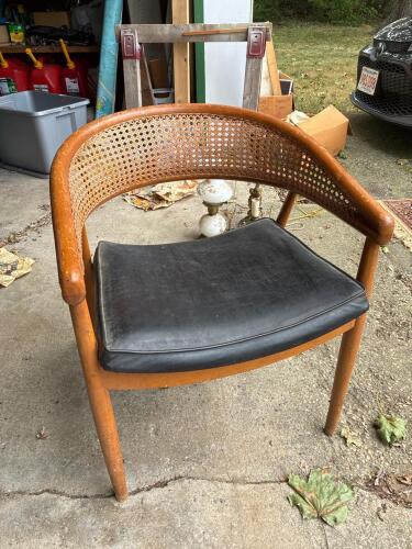 Mid-Century Modern Cane Barrel Chair