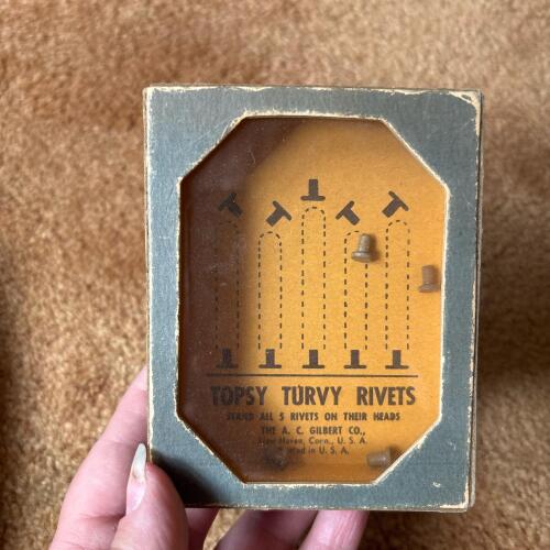 Vintage A. C. Gilbert Topsy Turvy Rivets Puzzle Game