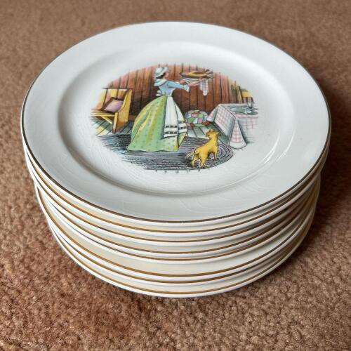 Set of Ceramic Plates With Country Kitchen Scene