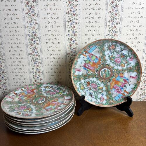 Vintage Porcelain Chinese Rose Medallion Plates