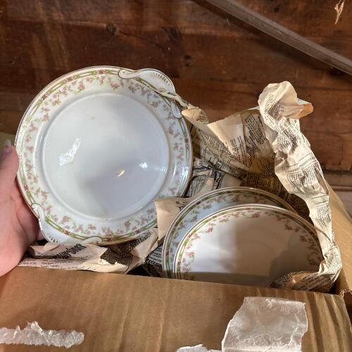 Box of Limoges Austria Porcelain Dishes