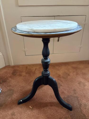 Marble-Top Pedestal Side Table