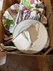 Three Boxes of Mystery Silver and White Porcelain Dinnerware - 2
