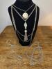 Mixed Silver-Tone Necklaces With Locket and Tassel Pendant