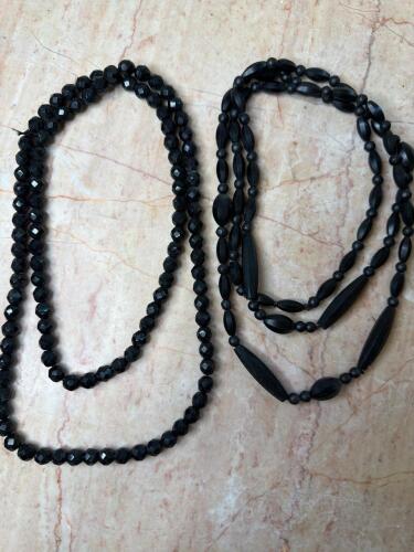 Glass Faceted Black Bead Necklaces