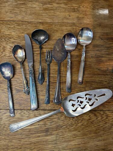 Vintage Silver Plate Flatware and Serving Pieces Assortment