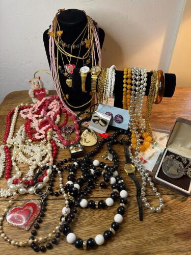 Assorted Vintage Costume Jewelry and Wristwatches
