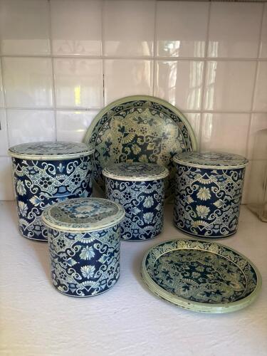 Vintage Delft Holland Tin Canisters and Serveware