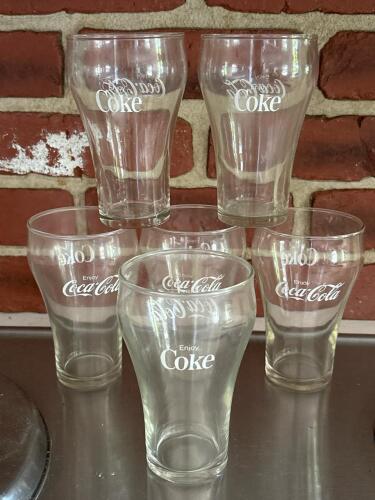 Six Vintage Coca-Cola Logo Drinking Glasses