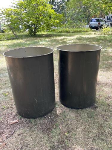 Two Office of Civil Defense Drinking Water Storage Barrels
