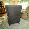 Dark Gray Upholstered Wingback-Style Push-Back Recliner - 3