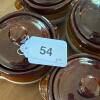 Four Gailstyn-Sutton Brown Stoneware Crock Soup Bowls with Lids - 10