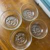 Four Clear Glass Dessert Bowls With Gold Rim and Floral Base Detail - 3