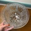 Pressed Glass Footed Bowl With Floral Cut Pattern - 2