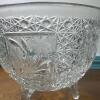 Pressed Glass Footed Bowl With Floral Cut Pattern - 4