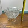 Pressed Glass Footed Bowl With Floral Cut Pattern - 7