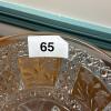 Pressed Glass Footed Bowl With Floral Cut Pattern - 8