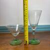 Eight Piece Etched Stemware Set with Uranium Glass Bases - 7