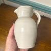Williamsburg Pottery Stoneware Pitcher With Blue Leaf Motif - 3