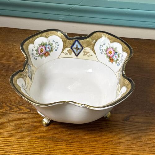 Noritake Porcelain Footed Bowl with Floral Motif
