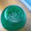 Green Crackle Glass Vase with Ruffled Rim - 3