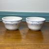 Pair Blue Floral USA Stoneware Custard Bowls