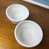 Pair Blue Floral USA Stoneware Custard Bowls - 2