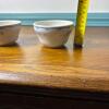 Pair Blue Floral USA Stoneware Custard Bowls - 6