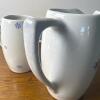Pair of Stoneware Pitchers With Blue Snowflake Motif - 3