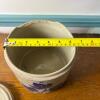 Stoneware Crock With Lid and Blue Floral Design - 7