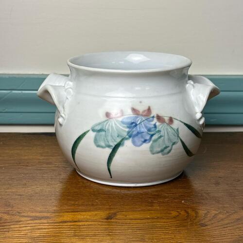 Signed Floral Studio Pottery Planter with Handles