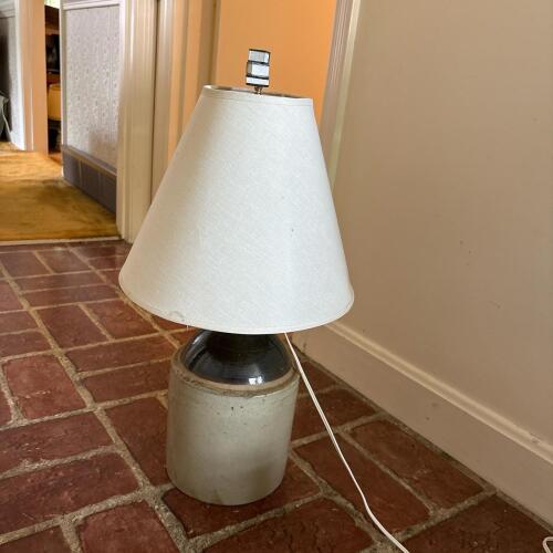 Stoneware Jug Table Lamp with Book Finial