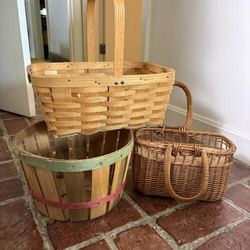 Trio of Woven Baskets - Apple