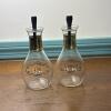 Pyrex Oil and Vinegar Cruets with Gold Bands and Stoppers