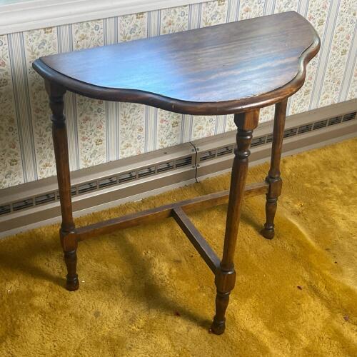 Vintage Wooden Traditional Style Demilune Side Table